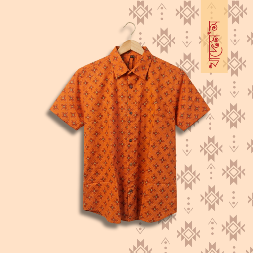 Block Print Cotton Half Shirt- 06