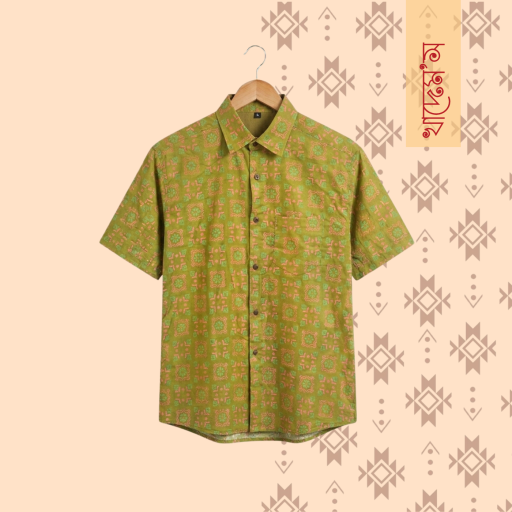 Block Print Cotton Half Shirt- 14
