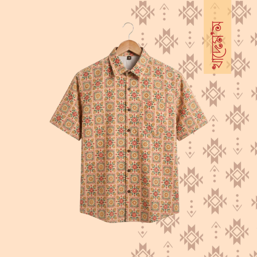 Block Print Cotton Half Shirt- 16